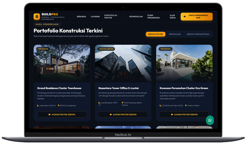 Kontruksi web landing